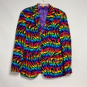 Opposuits Blazer Jacket Rainbow Zebra Mens Muliticolor